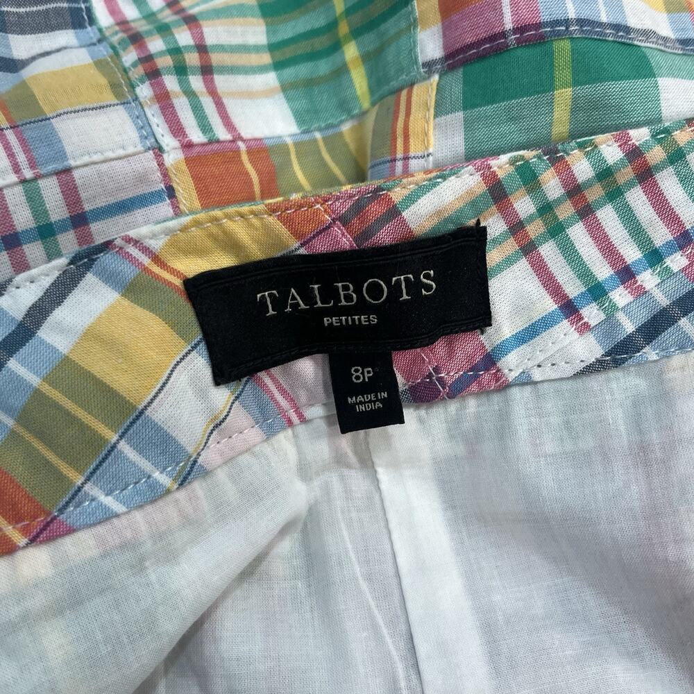 Talbots Skirt size 8 Petite Blue Pink Tartan Plaid Straight Knee Preppy Nautical - Picture 10 of 10